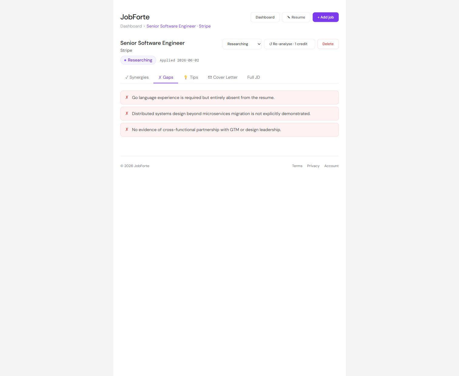 AI resume gaps for a project manager role
