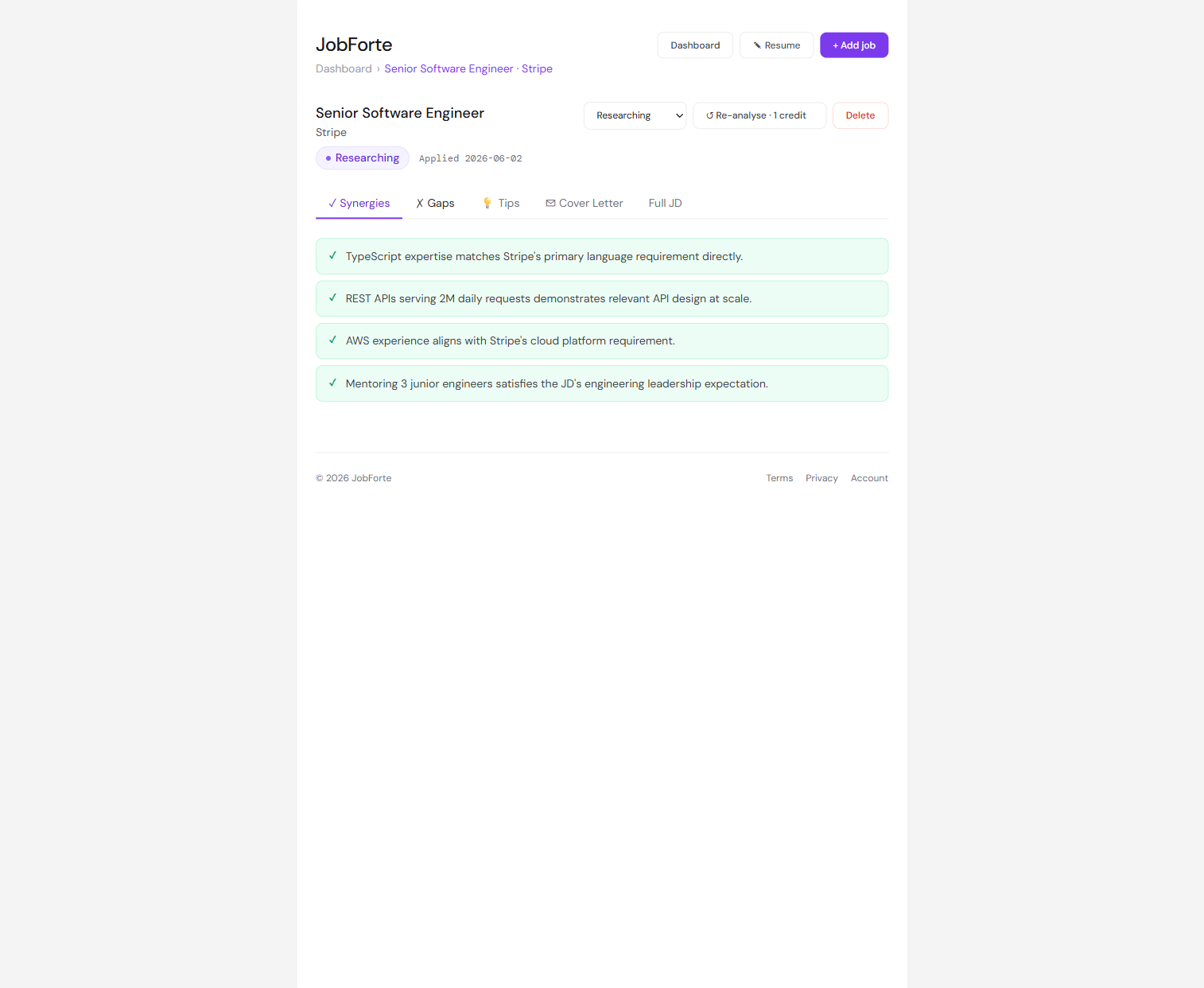 AI resume synergies for a project manager role